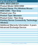 Dell MS5120W-GY MS5120W Pro Wireless Mouse - Titan Gray