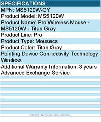 Dell MS5120W-GY MS5120W Pro Wireless Mouse - Titan Gray