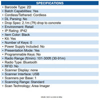 Unitech MS852-AUBB0C-SG MS852B 2d Barcode Scanner Se4107, Bluetooth, With USB