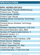 Dell MS900-GR-DAO Premier MS900 Mouse - Wireless - Bluetooth - 2.40 GHz