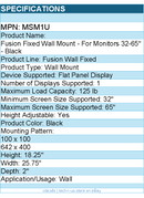 Chief MSM1U Fusion Medium Micro-Adjustable TV Wall Mount - For 32-65" Displays