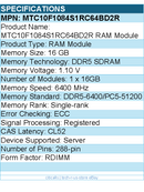 Micron MTC10F1084S1RC64BD2R RAM Module - 16GB DDR5 6400Mhz RDIMM 1Rx8 Retail