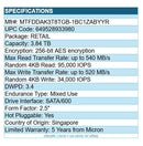 Micron MTFDDAK3T8TGB-1BC1ZABYYR 3.84TB 5400 MAX 2.5" SSD SATA/600 256-Bit AES