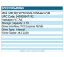 Micron MTFDKBK2T0QGN-1BN1AABYYR 2TB 2500 M.2 2230 NMVe PCIe SSD Retail Pack