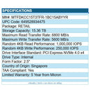 Micron MTFDKCC15T3TFR-1BC15ABYYR 7450 PRO 15.36TB 2.5" SSD U.3 PCIe NVMe 4.0 TAA