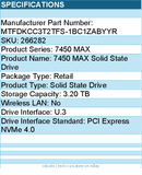 Micron MTFDKCC3T2TFS-1BC1ZABYYR 7450 MAX 3.20 TB Solid State Drive
