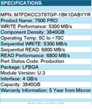 Micron MTFDKCC3T8TGP-1BK1DABYYR SSD - 3.8TB 7500 Pro U.3(15mm) TCG Retail