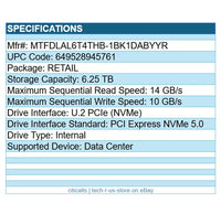 Micron MTFDLAL6T4THB-1BK1DABYYR 9550 MAX 6.25TB SSD U.2 PCIe NVMe 5.0 RETAIL