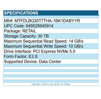 Micron MTFDLBQ30T7THA-1BK1DABYYR 9550 PRO 30TB SSD E3.S Internal PCIe NVMe 5.0