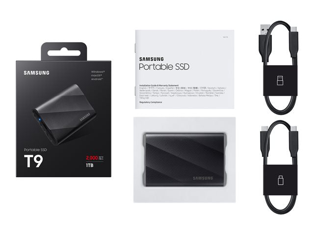 Samsung MU-PG2T0B/AM T9 - SSD -encrypted - 2 TB - external - 256-bit AES - Black