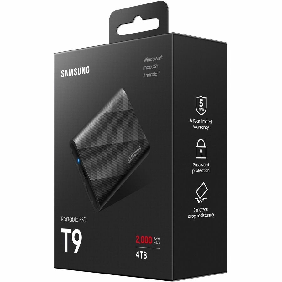 Samsung MU-PG4T0B/AM 4TB T9 Portable USB Rugged Solid State Drive PCIe NVMe BLK