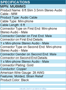 StarTech MU6MMS 6 ft Slim 3.5mm Stereo Audio Cable - M/M - Black