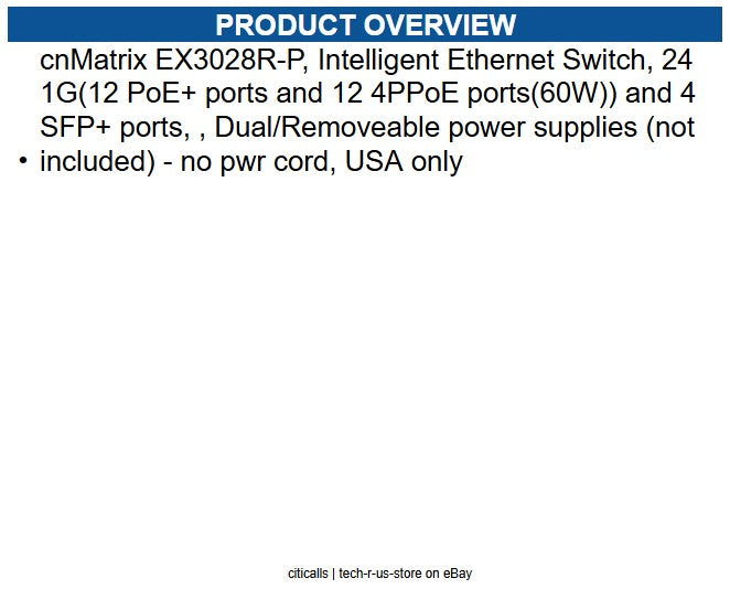 Cambium Networks MXEX3028GXPA11 cnMatrix EX3028R-P, Intell Ethernet Switch