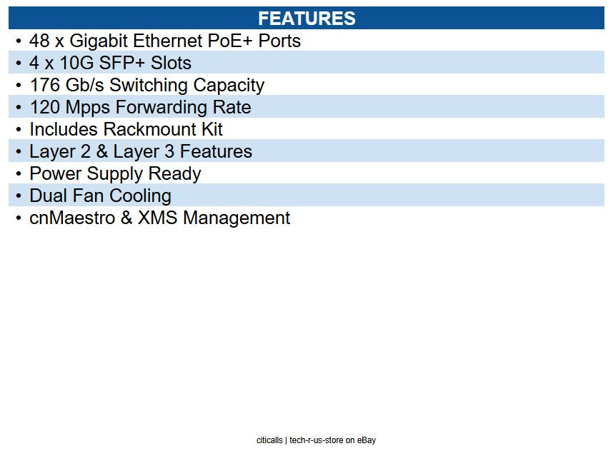 Cambium Networks MXEX3052GXPA11 cnMatrix EX3052R-P, Intelligent Ethernet Switch