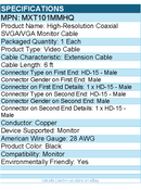 StarTech MXT101MMHQ High-Resolution Coaxial SVGA - VGA Monitor Cable