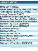 Samsung MZ-7L33T800 3.84 TB Solid State Drive - 2.5" Internal - SATA (SATA/600)