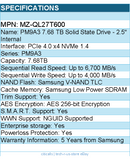 Samsung MZ-QL27T600 SSD - MZQL27T6HBLA-00W07 PM9A3 7.68TB NVMe U.2 2.5 7mmTPCIe