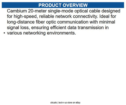 Cambium Networks N000082L188A Optical CABLE,SM, 20m