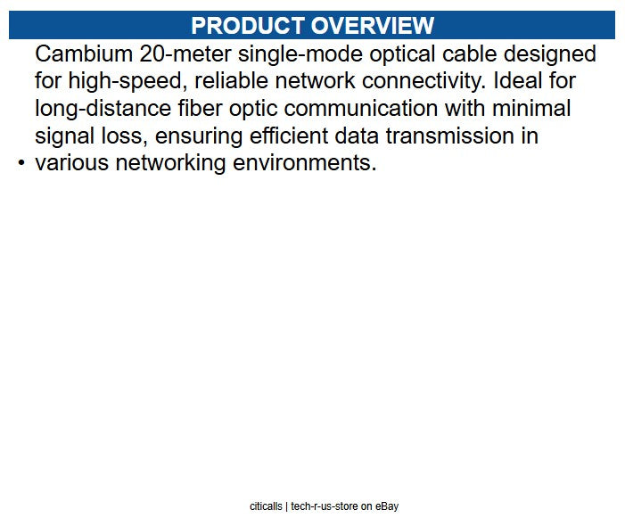 Cambium Networks N000082L188A Optical CABLE,SM, 20m