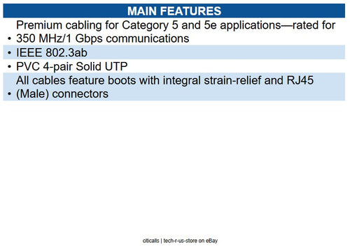 Eaton N002-050-BL 50ft Cat5e 350 MHz Molded (UTP) Ethernet Cable (RJ45 M/M), PoE