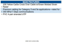 Eaton N010-025-YW 25ft Cat5e 350 MHz Crossover Molded (UTP) Ethernet Cable RJ45