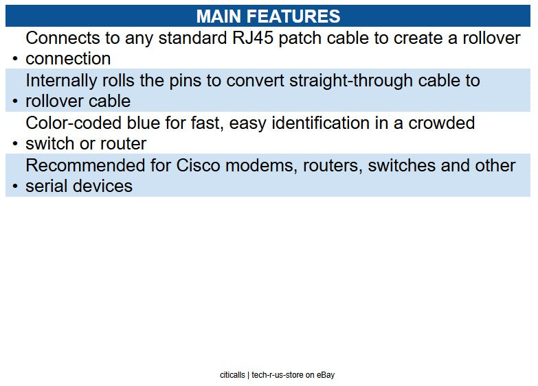Eaton N034-001-SH Cisco Serial Console Rollover Adapter (M/F) - RJ45 to RJ45