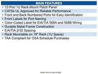 Eaton N052-012 12-Port 1U Rack-Mount CAT5e 110 Patch Panel, 568B, RJ45 Ethernet