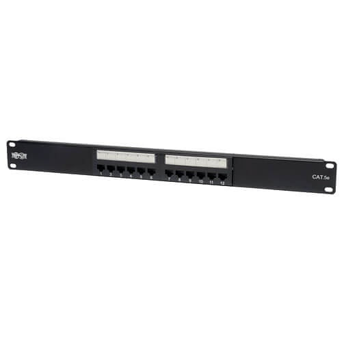 Eaton N052-012 12-Port 1U Rack-Mount CAT5e 110 Patch Panel, 568B, RJ45 Ethernet