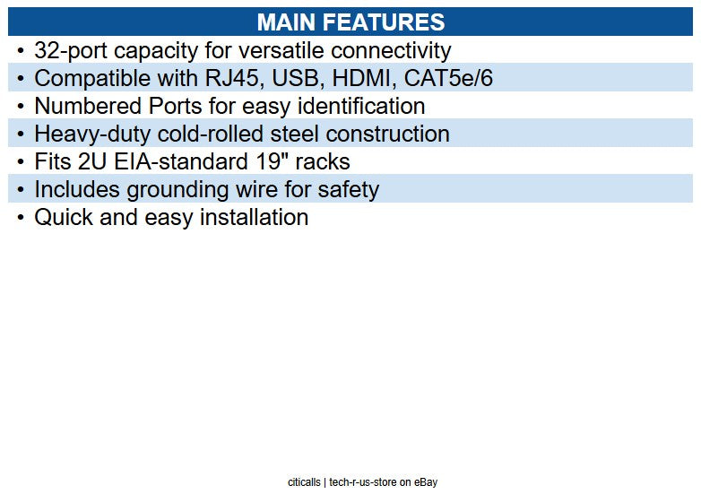 Eaton N062-032-KJ 32-Port 2U Rack-Mount Unshielded Blank Keystone/Multimedia