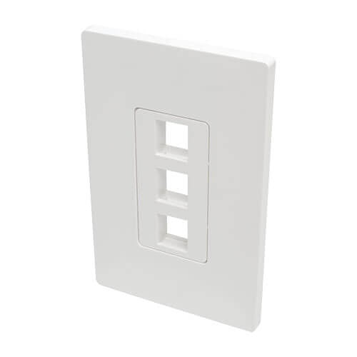 Eaton N080-103 3-Port Keystone Single-Gang Faceplate, White