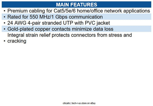 Eaton N200-001-GN Cat6 Gigabit Molded (UTP) Ethernet Cable (RJ45 M/M), PoE