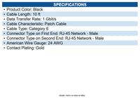 Eaton N200-010-BK Cat6 Gigabit Molded (UTP) Ethernet Cable (RJ45 M/M) PoE, Black