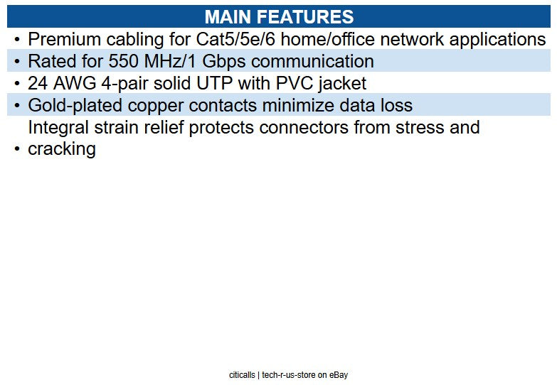 Eaton N200-015-YW Cat6 Gigabit Molded (UTP) Ethernet Cable (RJ45 M/M) PoE, 15 ft