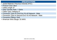 Eaton N200-UR6N-BL Cat6 Gigabit Molded Ultra-Slim UTP Ethernet Cable (RJ45 M/M)