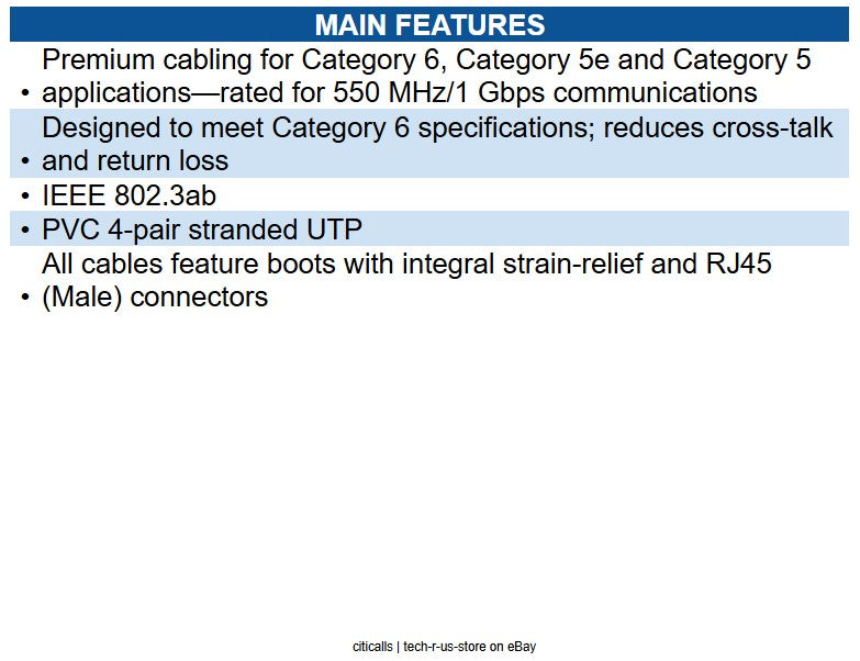 Eaton N201-002-YW Cat6 Gigabit Snagless Molded (UTP) Ethernet Cable (RJ45 M/M)