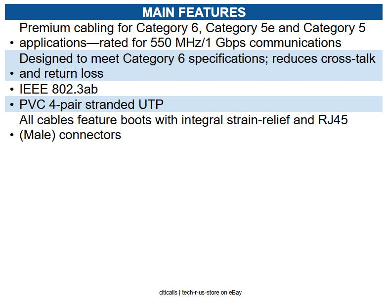 Eaton N201-005-OR Cat6 Gigabit Snagless Molded (UTP) Ethernet Cable (RJ45 M/M)