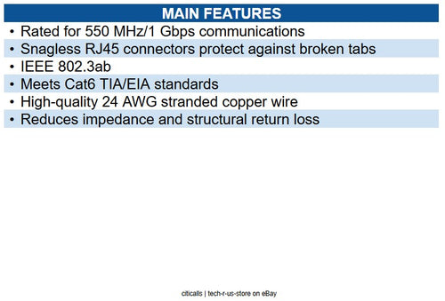 Eaton N201-006-PU Cat6 Gigabit Snagless Molded (UTP) Ethernet Cable (RJ45 M/M)