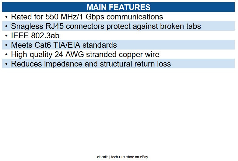 Eaton N201-006-PU Cat6 Gigabit Snagless Molded (UTP) Ethernet Cable (RJ45 M/M)