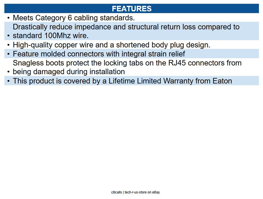 Eaton N201-007-GN Cat6 Gigabit Snagless Molded (UTP) Ethernet Cable (RJ45 M/M)