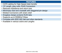 Eaton N201-010-GY Cat6 Gigabit Snagless Molded (UTP) Ethernet Cable (RJ45 M/M)