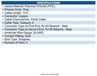 Eaton N201-014-GY Cat6 Gigabit Snagless Molded (UTP) Ethernet Cable (RJ45 M/M)