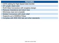 Eaton N201-025-BK Cat6 Gigabit Snagless Molded (UTP) Ethernet Cable (RJ45 M/M)