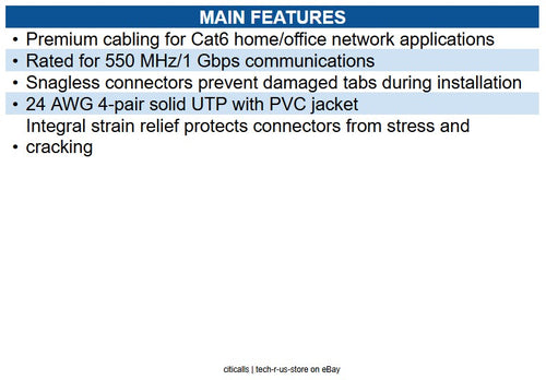 Eaton N201-035-OR Cat6 Gigabit Snagless Molded (UTP) Ethernet Cable (RJ45 M/M)
