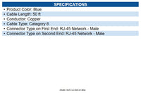 Eaton N201-050-BL Cat6 Gigabit Snagless Molded (UTP) Ethernet Cable (RJ45 M/M)