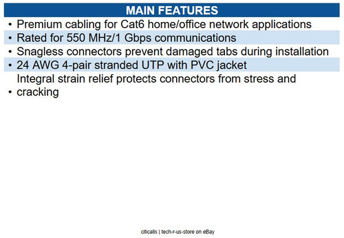 Eaton N201-06N-BK Cat6 Gigabit Snagless Molded (UTP) Ethernet Cable (RJ45 M/M)