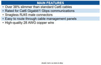Eaton N201-S06-BL Cat6 Gigabit Snagless Slim UTP Ethernet Cable (RJ45 M/M), PoE