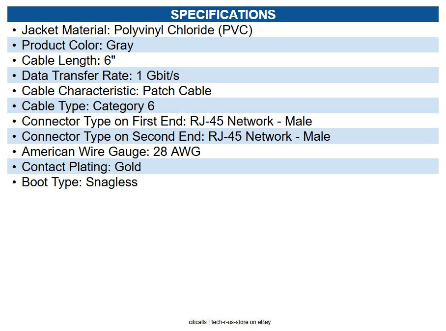 Eaton N201-S6N-GY Cat6 Gigabit Snagless Slim UTP Ethernet Cable (RJ45 M/M), PoE