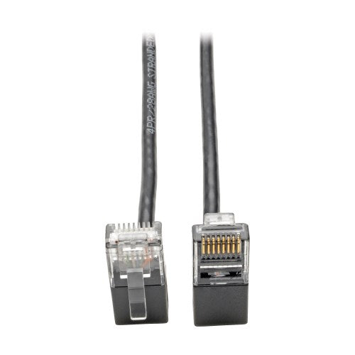 Eaton N201-SR2-BK Right-Angle Cat6 Gigabit Snagless Molded Slim UTP Ethernet 2ft