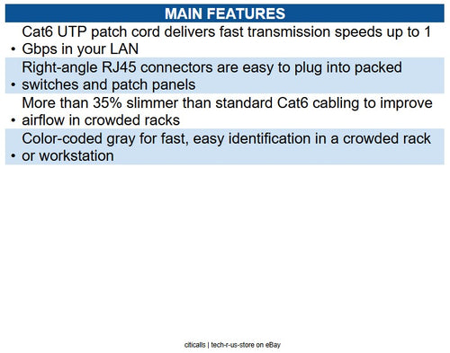 Eaton N201-SR2-GY Right-Angle Cat6 Gigabit Snagless Molded Slim UTP Ethernet 2ft