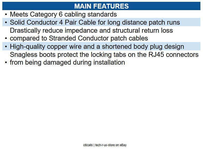 Eaton N202-025-BL Cat6 Gigabit Solid Conductor Snagless UTP Ethernet Cable (RJ45